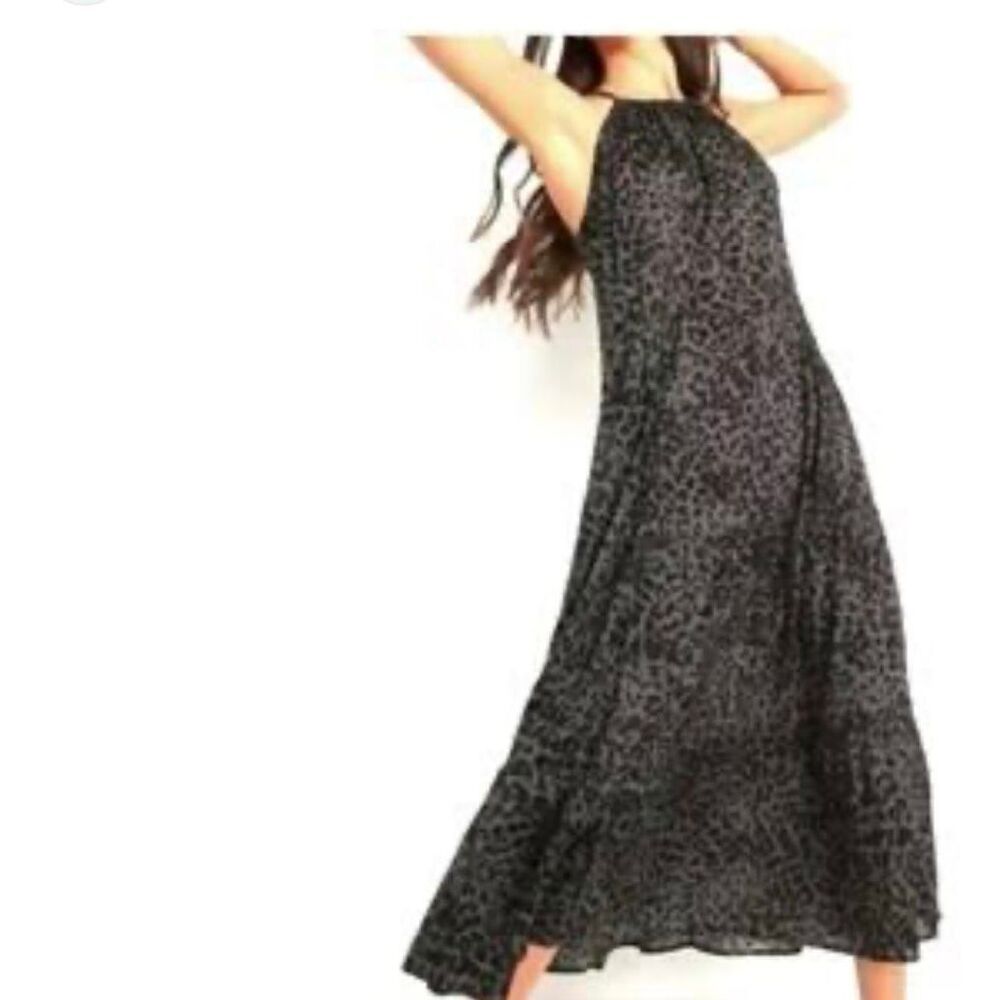 Old Navy Black & Gray Animal Print Light Weight Cotton Blend Dress